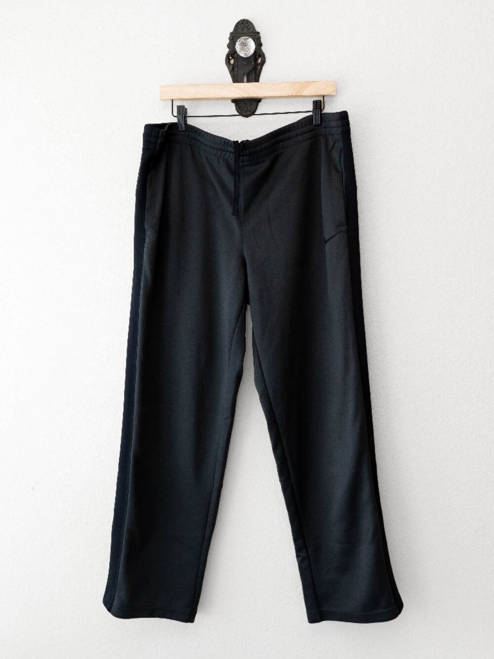 Nike Vintage Y2K Athletic Pants L Black Track Pants Sweatpants Swoosh Wide Leg